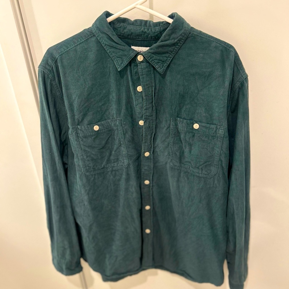 Sonoma Green Corduroy Long Sleeve Button Up
